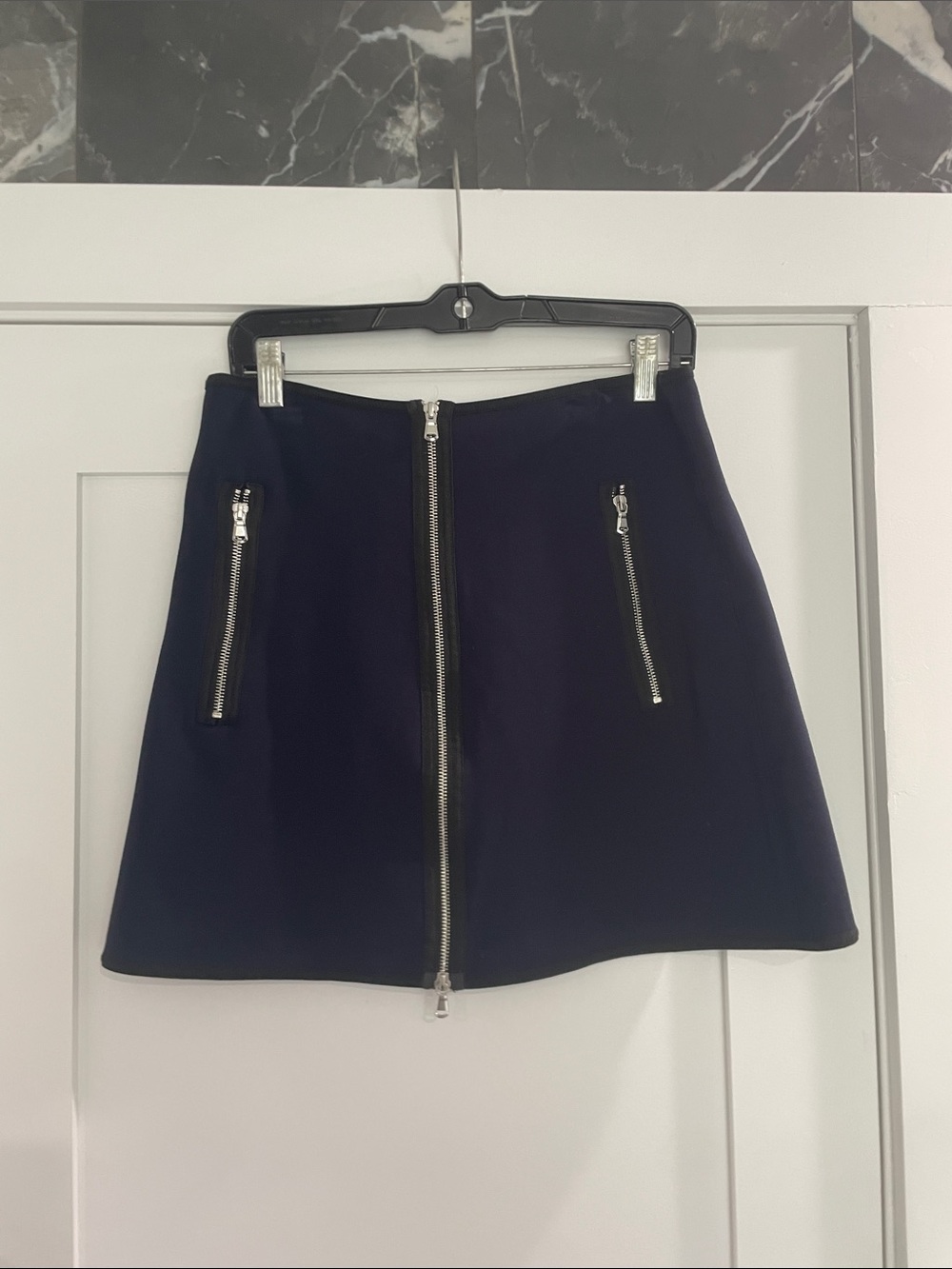 KF/Kaufmanfranco Navy Blue Mini Skirt Exposed Zipper Size 10